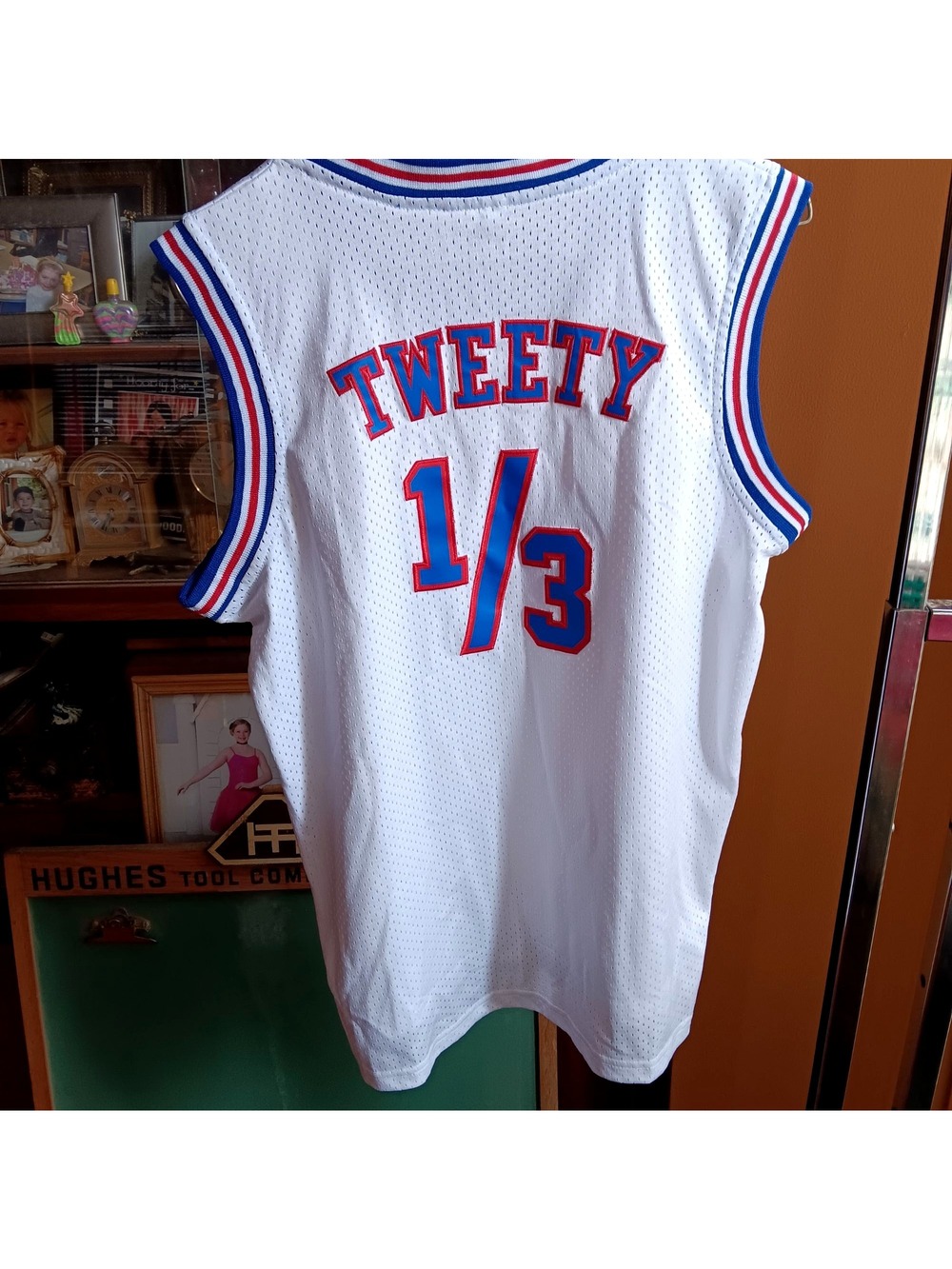 Large Space Jam Tune Squad Tweety 1/3 Basketball Jersey Mesh White L Unisex